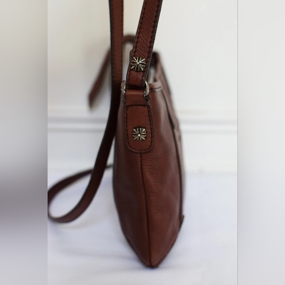 Vintage Y2K Brown Red Leather Studed Crossbody Bag Moto Boho Grunge - Picture 4 of 13